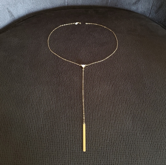 Silver🤍 Wren🪶 Cubic Zirconia💎 & Gold💛 Filled Bar Y-Necklace - Picture 5 of 13